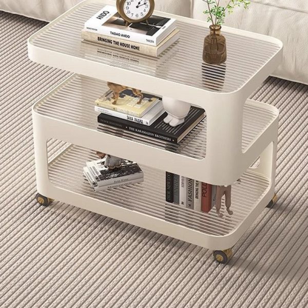 Contemporary Nordic Reinforced Glass Iron Rectangular End Table 3-Tier Movable For Living Room - Image 10