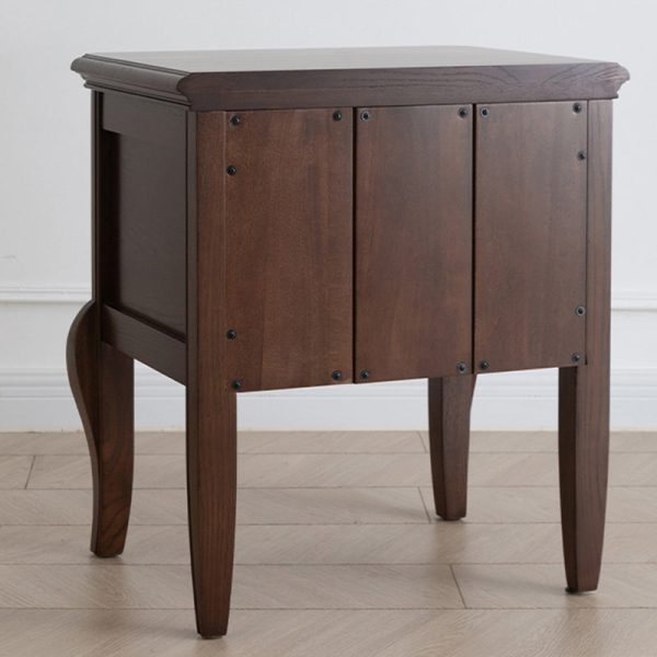 Contemporary Retro Solid Wood Zinc Alloy Rectangular Nightstand 2-Drawer For Bedside - Image 5