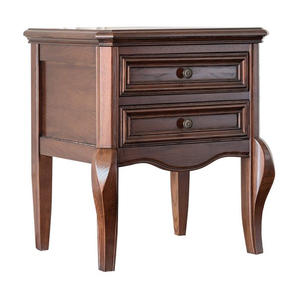 Contemporary Retro Solid Wood Zinc Alloy Rectangular Nightstand 2-Drawer For Bedside - Image 17
