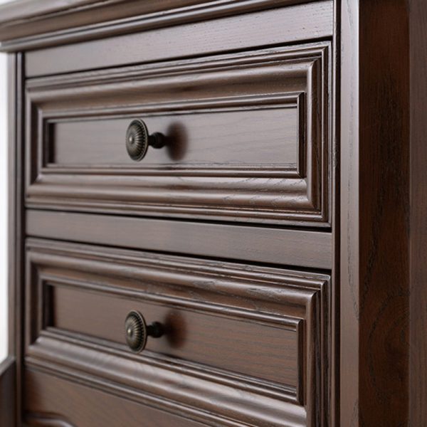 Contemporary Retro Solid Wood Zinc Alloy Rectangular Nightstand 2-Drawer For Bedside - Image 9