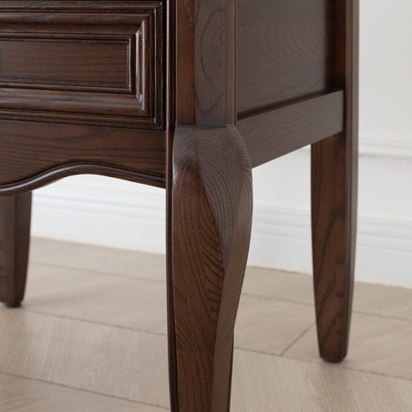 Contemporary Retro Solid Wood Zinc Alloy Rectangular Nightstand 2-Drawer For Bedside - Image 15