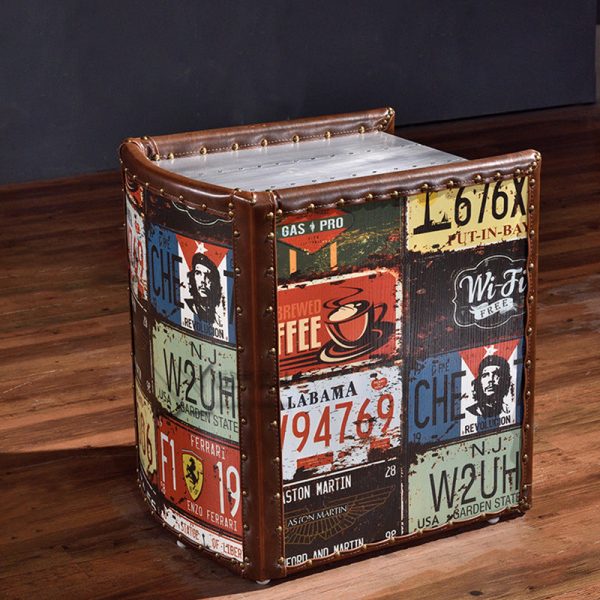 Traditional Vintage Wood Leather Cubic Book-Shape Side Table 2-Drawer For Living Room - Image 4