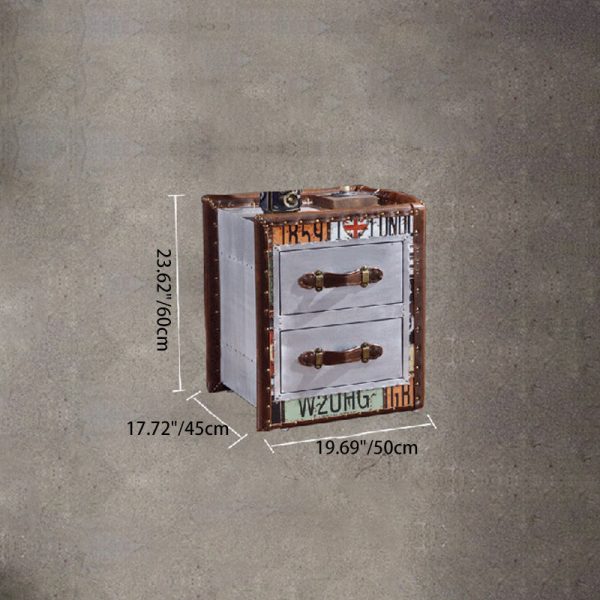 Traditional Vintage Wood Leather Cubic Book-Shape Side Table 2-Drawer For Living Room - Image 7