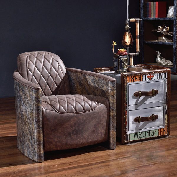 Traditional Vintage Wood Leather Cubic Book-Shape Side Table 2-Drawer For Living Room - Image 6