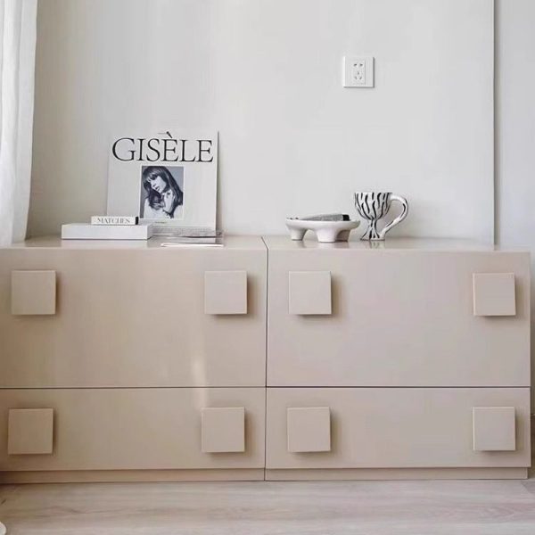 Contemporary Nordic Wood Plate Hardware Rectangular Square Handle Freely Combinable Side Table 1-Cabinet For Bedroom - Image 16