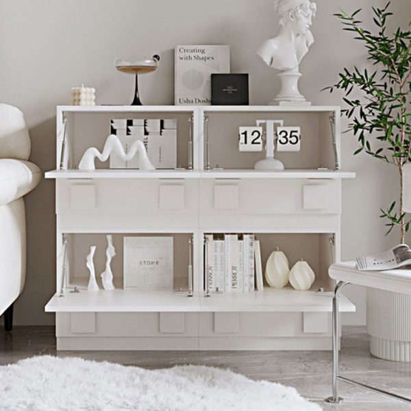 Contemporary Nordic Wood Plate Hardware Rectangular Square Handle Freely Combinable Side Table 1-Cabinet For Bedroom - Image 12