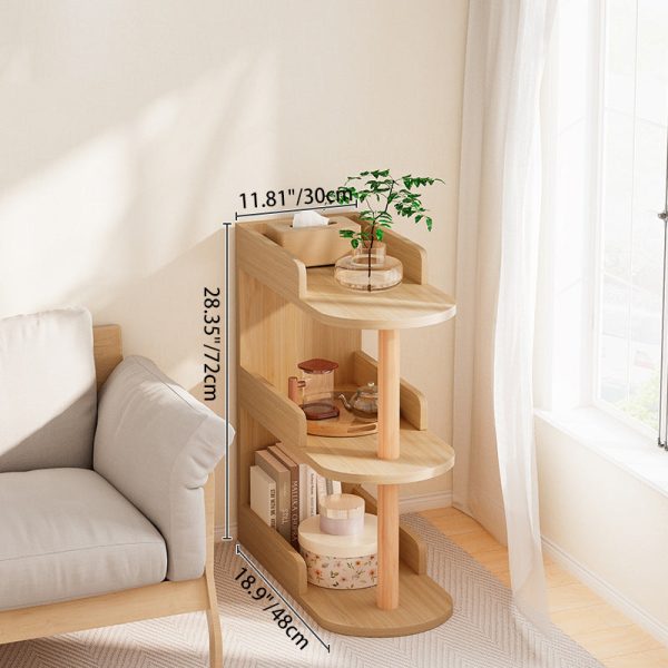 Modern Minimalist MDF Pine Wood Oval Side Table Storage Rack 3/4 Tier For Living Room - Image 9