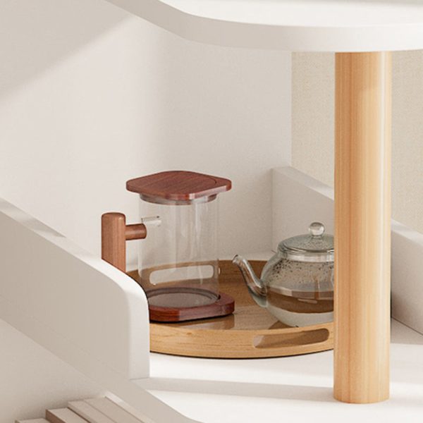 Modern Minimalist MDF Pine Wood Oval Side Table Storage Rack 3/4 Tier For Living Room - Image 12