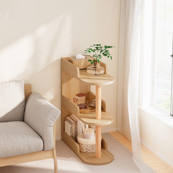 Modern Minimalist MDF Pine Wood Oval Side Table Storage Rack 3/4 Tier For Living Room - Image 2
