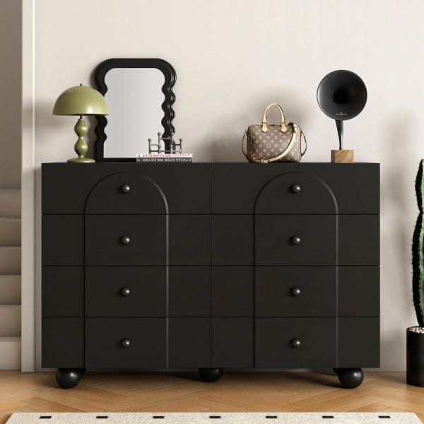 Modern Minimalist Plate Rectangular Sphere Leg Nightstand 4/6/8 Drawer For Bedroom - Image 6