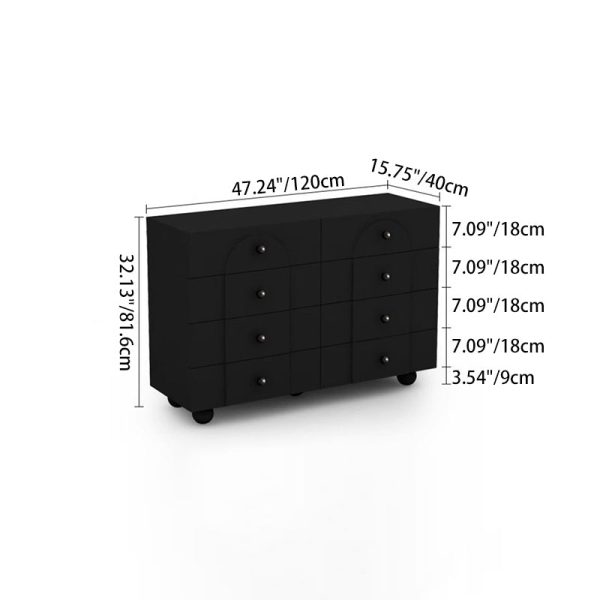 Modern Minimalist Plate Rectangular Sphere Leg Nightstand 4/6/8 Drawer For Bedroom - Image 12