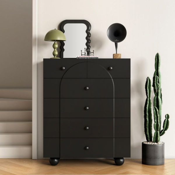 Modern Minimalist Plate Rectangular Sphere Leg Nightstand 4/6/8 Drawer For Bedroom - Image 5