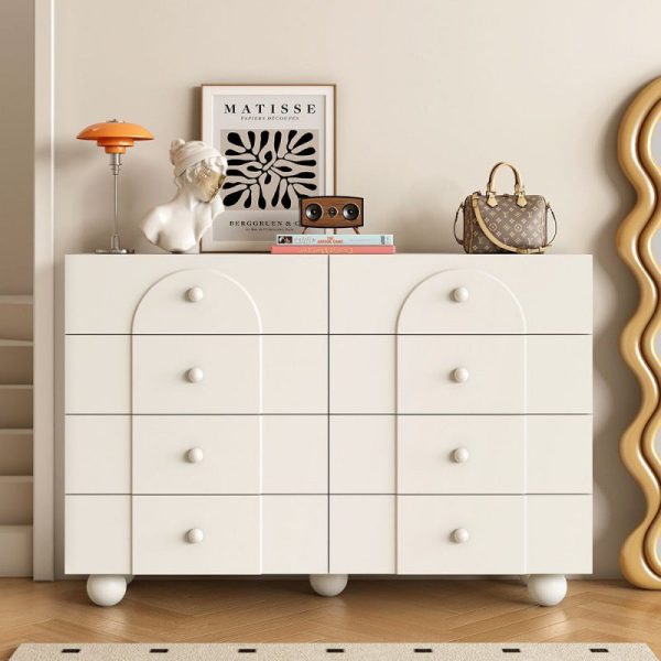 Modern Minimalist Plate Rectangular Sphere Leg Nightstand 4/6/8 Drawer For Bedroom - Image 7