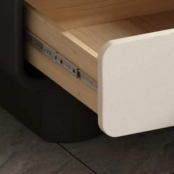 Modern Simplicity Wood Microfiber Leather Rectangular Rounded Corner Nightstand 2-Drawer For Bedside - Image 13