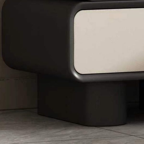 Modern Simplicity Wood Microfiber Leather Rectangular Rounded Corner Nightstand 2-Drawer For Bedside - Image 15