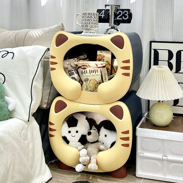 Contemporary Creative PP Kids Cartoon Cat Nightstand 1-Storage Stackable For Bedside - Image 5
