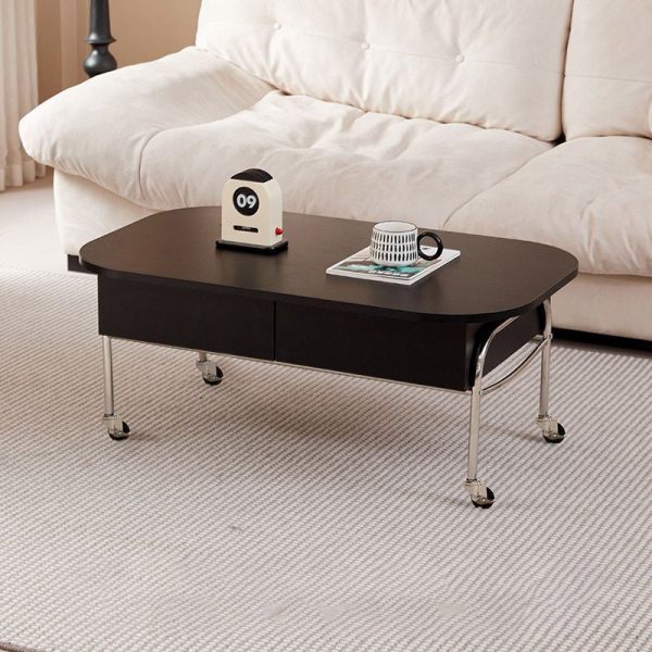 Contemporary Scandinavian MDF Stainless Steel Rectangular Movable Liftable Coffee Table 3-Storage Drawer For Living Room - Image 2