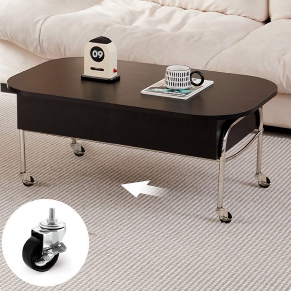 Contemporary Scandinavian MDF Stainless Steel Rectangular Movable Liftable Coffee Table 3-Storage Drawer For Living Room - Image 15