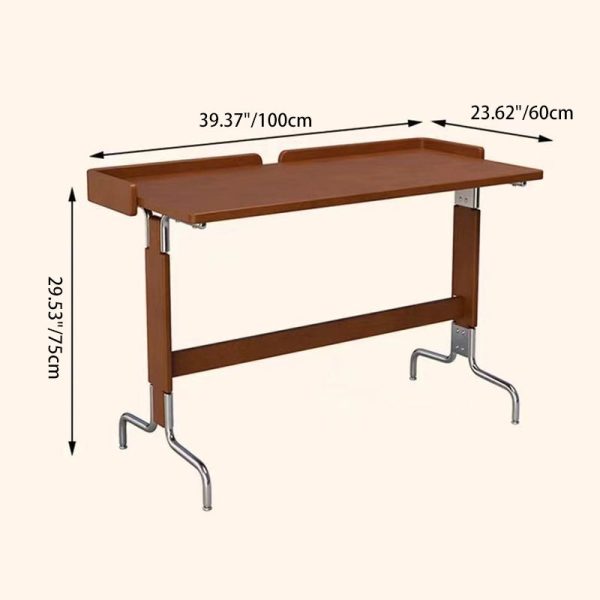 Contemporary Retro Solid Wood Stainless Steel Rectangular Desks 1-Tier For Home Office - Image 6