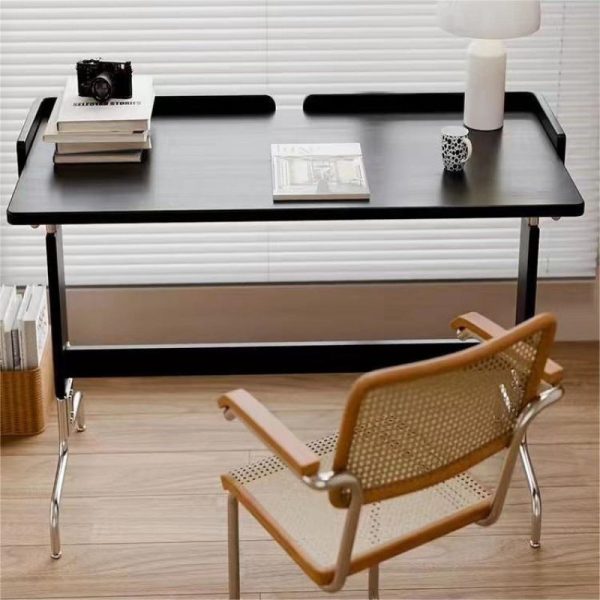 Contemporary Retro Solid Wood Stainless Steel Rectangular Desks 1-Tier For Home Office - Image 2