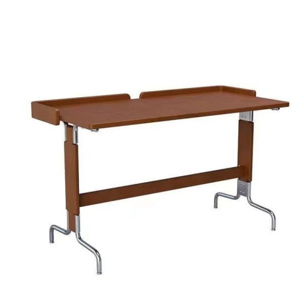 Contemporary Retro Solid Wood Stainless Steel Rectangular Desks 1-Tier For Home Office - Image 5