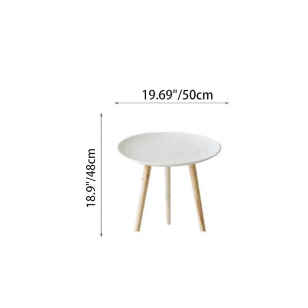 Contemporary Nordic MDF Pine Wood Round Sun Flower Shell Pattern Cement Bead Coffee Table 1-Tray For Living Room - Image 10