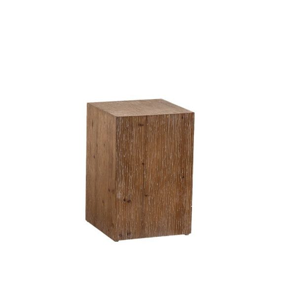 Traditional Vintage Cedarwood Cylinder Square Wood Grain End Table For Living Room - Image 11