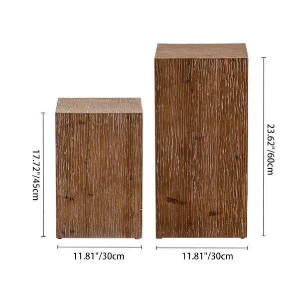 Traditional Vintage Cedarwood Cylinder Square Wood Grain End Table For Living Room - Image 6