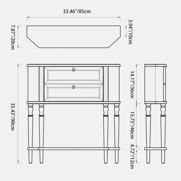 Traditional French Ash Wood Muslin Trapezoidal Carved Side Table 2-Cabinet For Entryway - Image 6