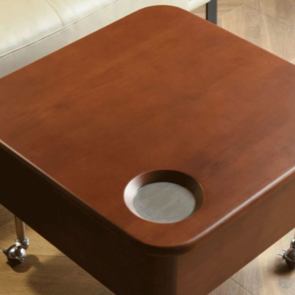 Contemporary Retro Rubber Wood Stainless Steel Hardware Square Liftable Movable Coffee Table 1-Storage For Living Room - Image 9