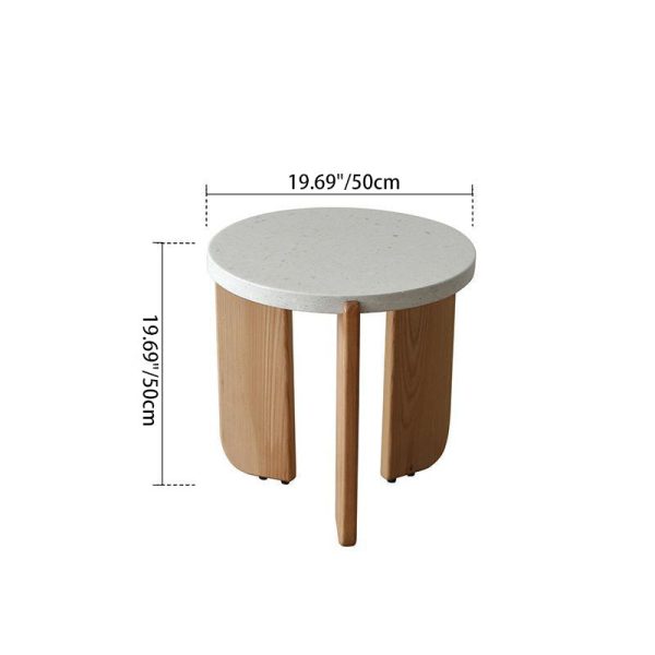 Contemporary Nordic Wood Terrazzo Round Coffee Table Combination For Living Room - Image 8