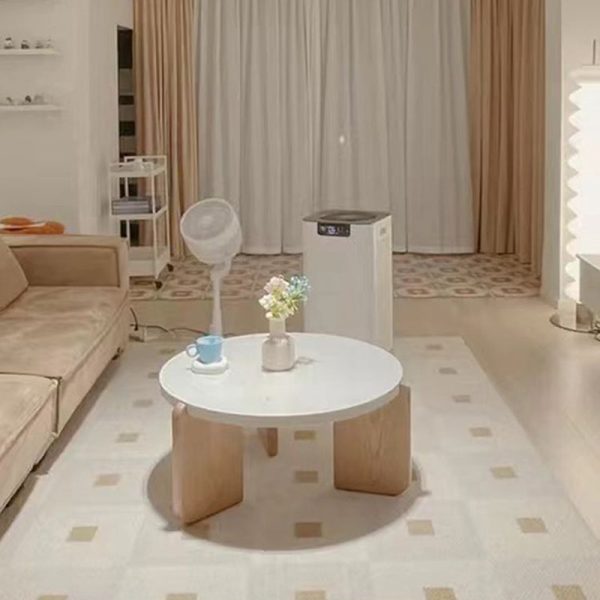 Contemporary Nordic Wood Terrazzo Round Coffee Table Combination For Living Room - Image 7