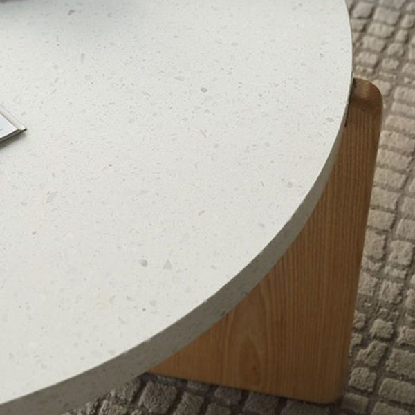 Contemporary Nordic Wood Terrazzo Round Coffee Table Combination For Living Room - Image 14