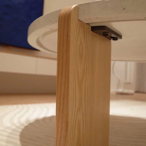Contemporary Nordic Wood Terrazzo Round Coffee Table Combination For Living Room - Image 17