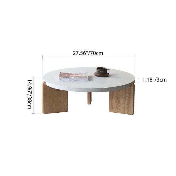 Contemporary Nordic Wood Terrazzo Round Coffee Table Combination For Living Room - Image 9