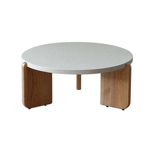 Contemporary Nordic Wood Terrazzo Round Coffee Table Combination For Living Room - Image 25
