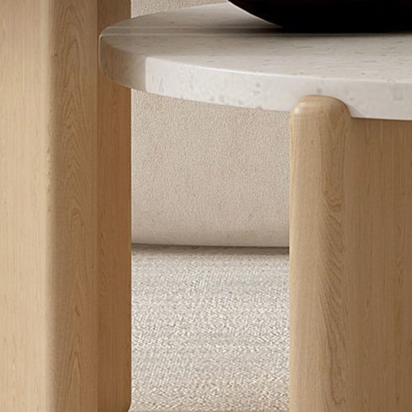 Contemporary Nordic Wood Terrazzo Round Coffee Table Combination For Living Room - Image 19