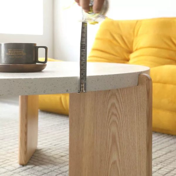 Contemporary Nordic Wood Terrazzo Round Coffee Table Combination For Living Room - Image 23