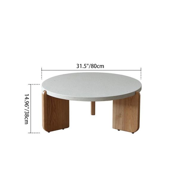 Contemporary Nordic Wood Terrazzo Round Coffee Table Combination For Living Room - Image 10