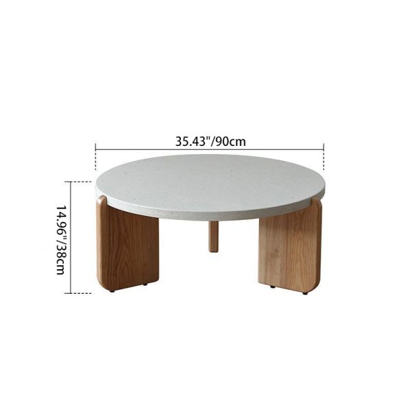 Contemporary Nordic Wood Terrazzo Round Coffee Table Combination For Living Room - Image 11