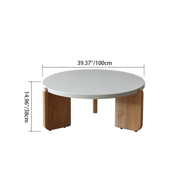Contemporary Nordic Wood Terrazzo Round Coffee Table Combination For Living Room - Image 12