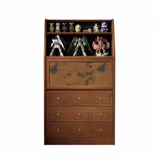 Traditional French Handmade Muslin Wood Rectangular Side Table 3-Drawer Cabinet For Living Room - Image 17