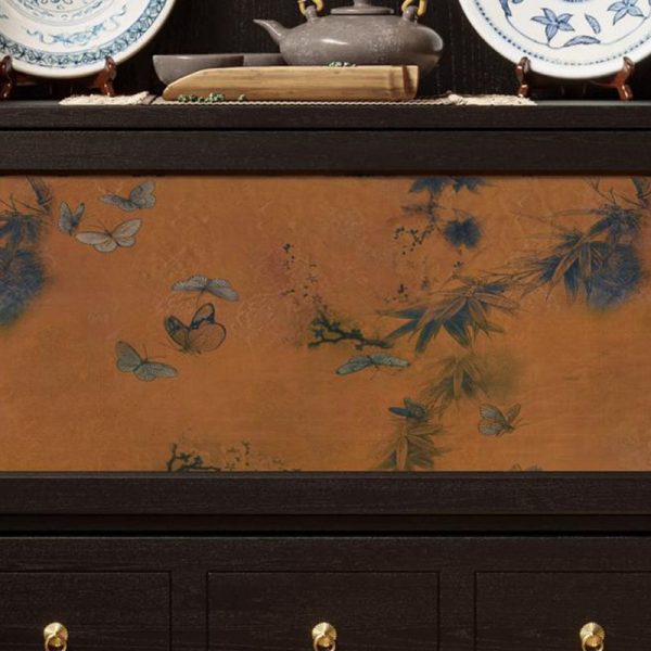 Traditional French Handmade Muslin Wood Rectangular Side Table 3-Drawer Cabinet For Living Room - Image 13