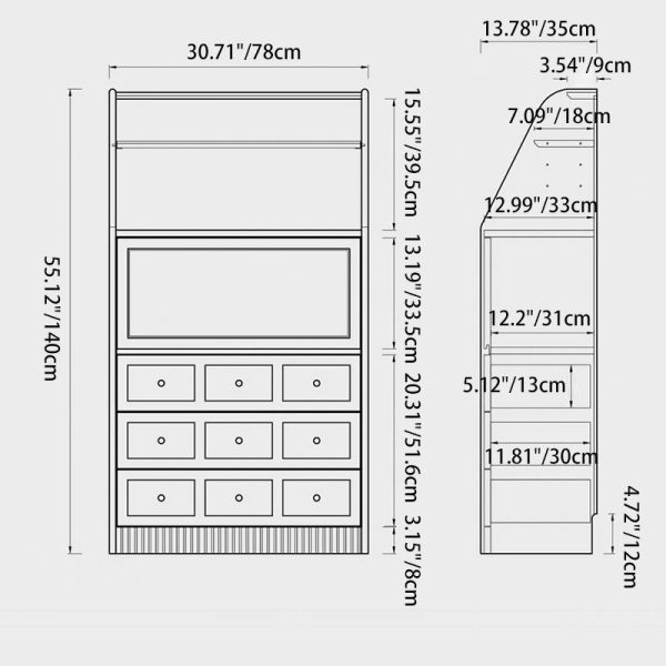 Traditional French Handmade Muslin Wood Rectangular Side Table 3-Drawer Cabinet For Living Room - Image 7