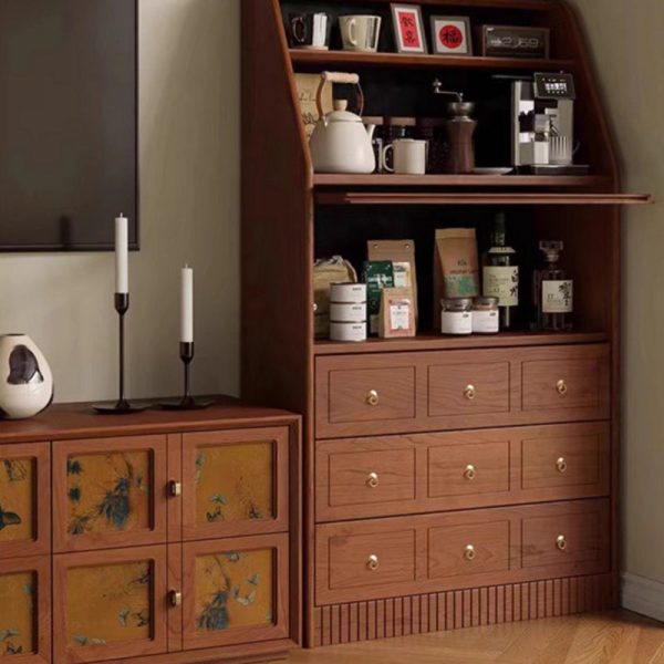 Traditional French Handmade Muslin Wood Rectangular Side Table 3-Drawer Cabinet For Living Room - Image 4