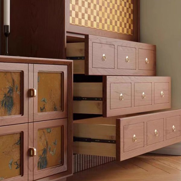 Traditional French Handmade Muslin Wood Rectangular Side Table 3-Drawer Cabinet For Living Room - Image 10