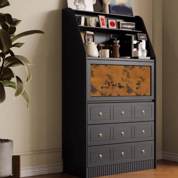 Traditional French Handmade Muslin Wood Rectangular Side Table 3-Drawer Cabinet For Living Room - Image 15