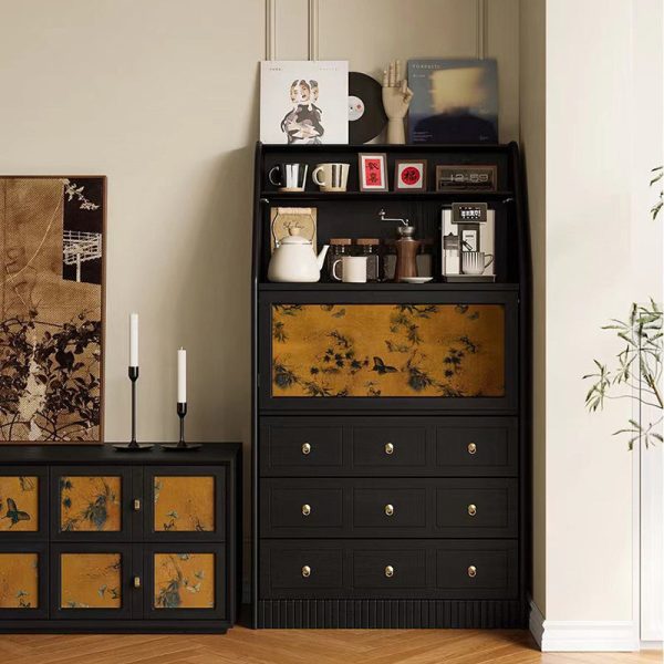 Traditional French Handmade Muslin Wood Rectangular Side Table 3-Drawer Cabinet For Living Room - Image 3
