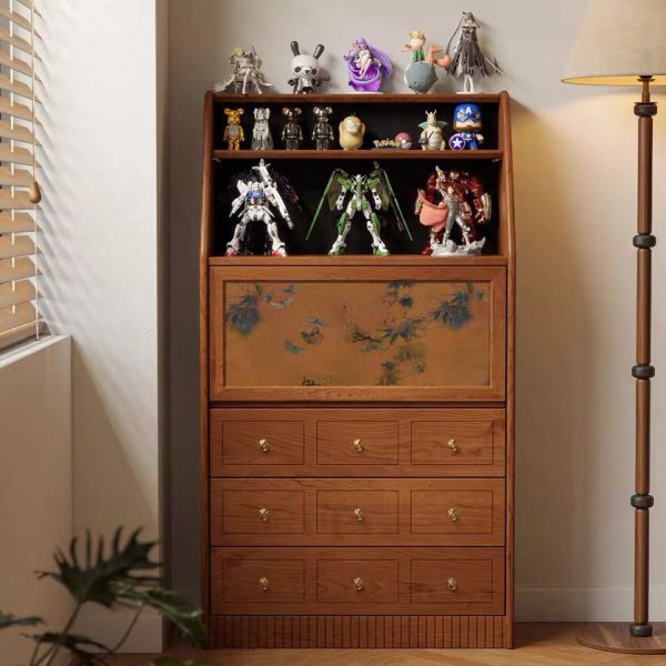 Traditional French Handmade Muslin Wood Rectangular Side Table 3-Drawer Cabinet For Living Room - Image 2
