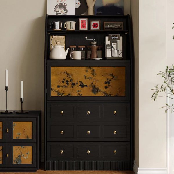 Traditional French Handmade Muslin Wood Rectangular Side Table 3-Drawer Cabinet For Living Room - Image 14